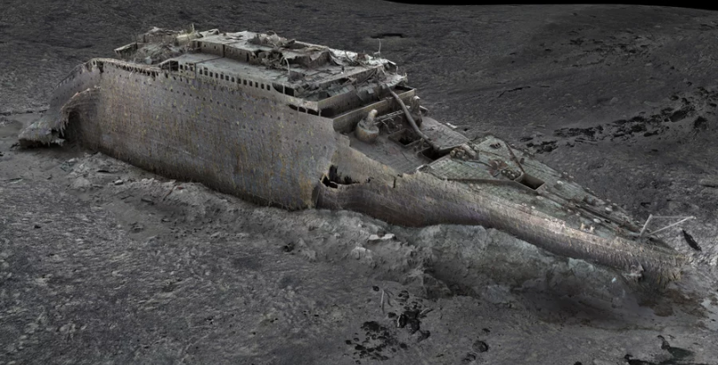 3D digital twin of Titanic shipwreck site, image source: https://www.npr.org/2023/05/20/1177056829/titanic-scan